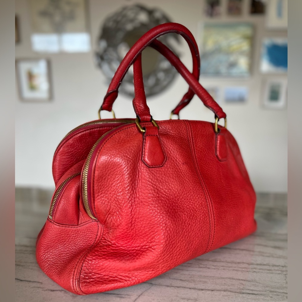 Red pebbled leather JCrew Handbag